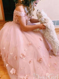 Stunning Two-piece V Neck Bridal Dress Flowers Appliqued Pink Wedding Gowns OKP91