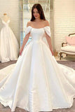 Stylish A-Line Off Shoulder Satin   Wedding Dress Elegant Bridal Dress OK1201