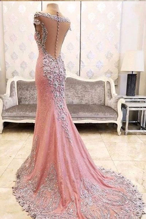 Luxury Mermaid Backless Pink Fashion Prom Dress,Sexy Party Dresses,Formal Evening Dress OK617