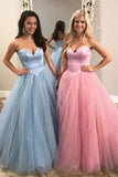 Charming A-line Sweetheart Zipper Long Prom Dress Tulle Evening Dress OKT19