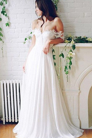 Off-the-shoulder Prom Dresses,Lace Wedding Dresses,Chiffon Prom Dress,Beach Wedding Dress,White Wedding Dresses,Chiffon Prom Dresses,Simple Prom Dress