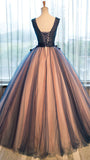 Pretty tulle v-neck applique A-line long evening dress ,ball gown prom dress OK195