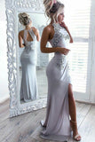 Sheath Prom Dresses,Light Grey Prom Gown,Spandex Prom Dress,Appliques Prom Dress