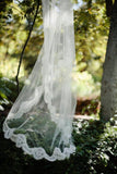 Alencon Lace Edged Cathedral Length Tulle Bridal Veils Wedding WV16